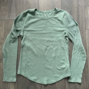 Gap Women's Waffle Knit Green Long Sleeve Top